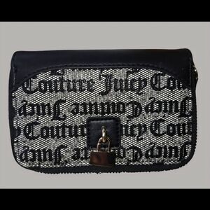 Juicy Couture Black & White Monogram Wallet with Gold Lock Accent